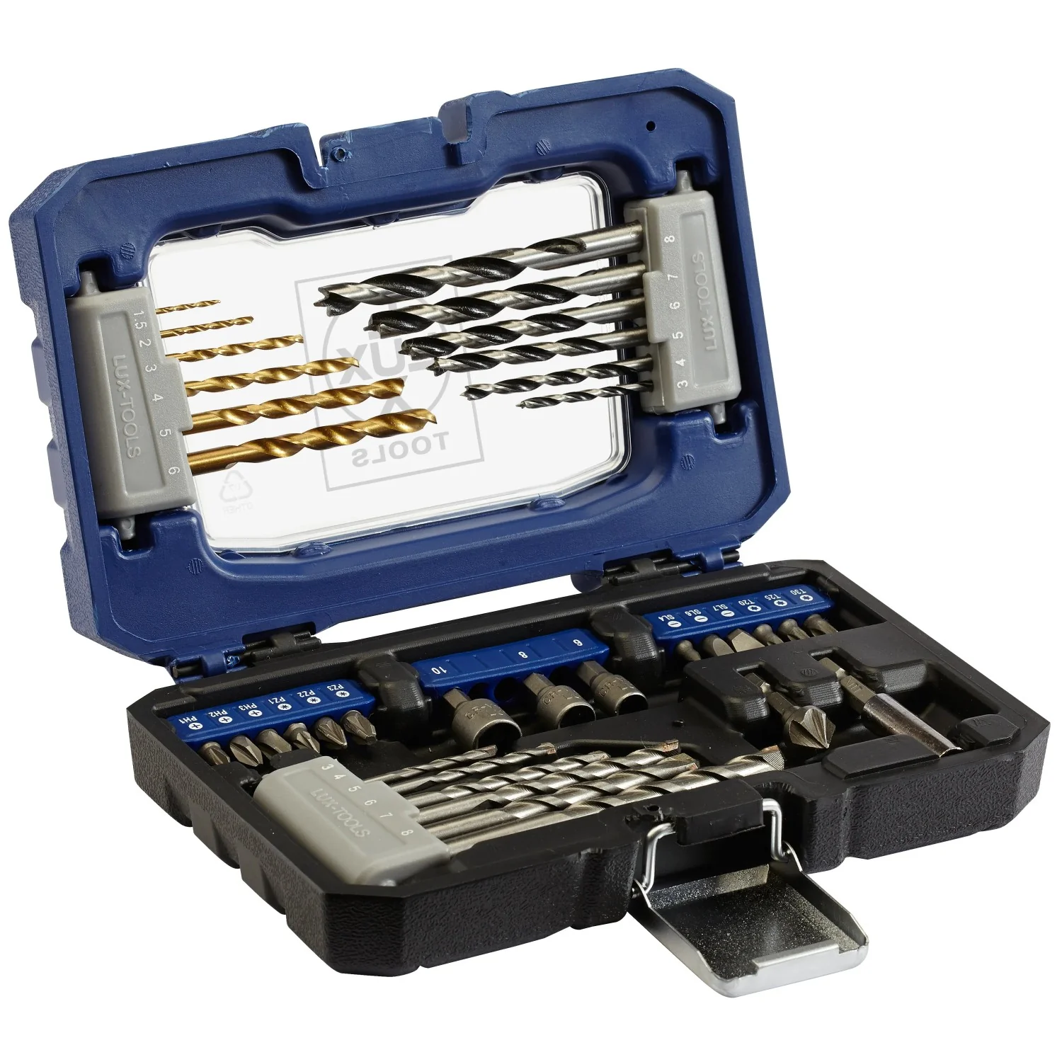 LUX-TOOLS Bohrer- und Bit-Set 36-tlg für Holz und Metall